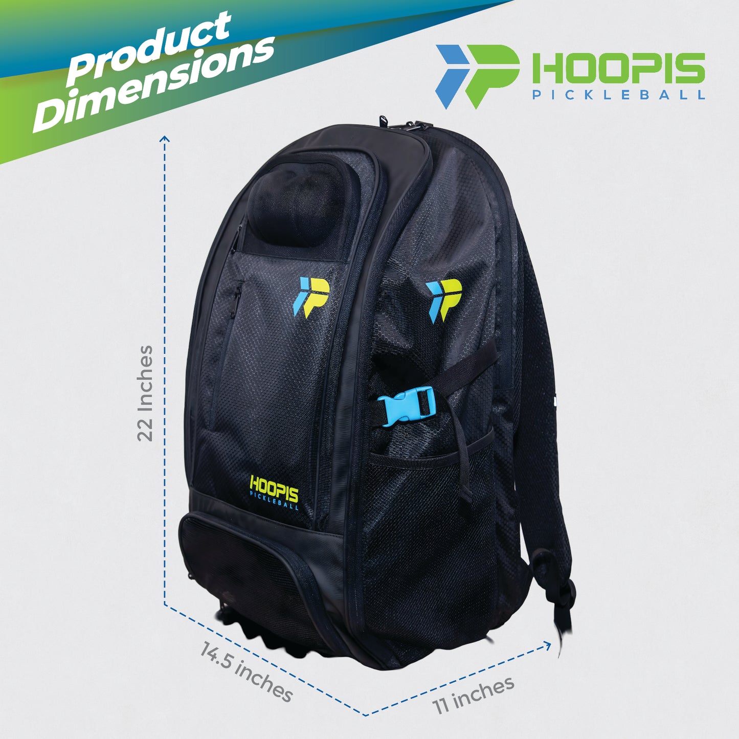Hoopis Pickleball Backpack with Ventilated Shoe Compartment- Extra Large Tour Style 4+ Paddle