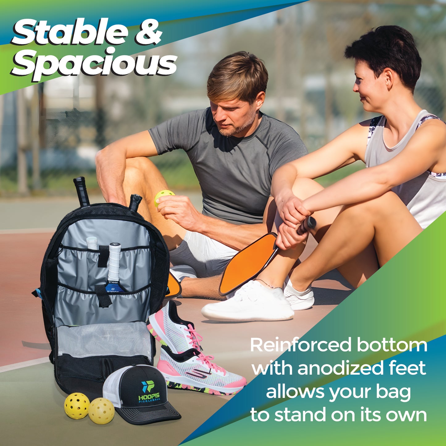 Hoopis Pickleball Backpack with Ventilated Shoe Compartment- Extra Large Tour Style 4+ Paddle