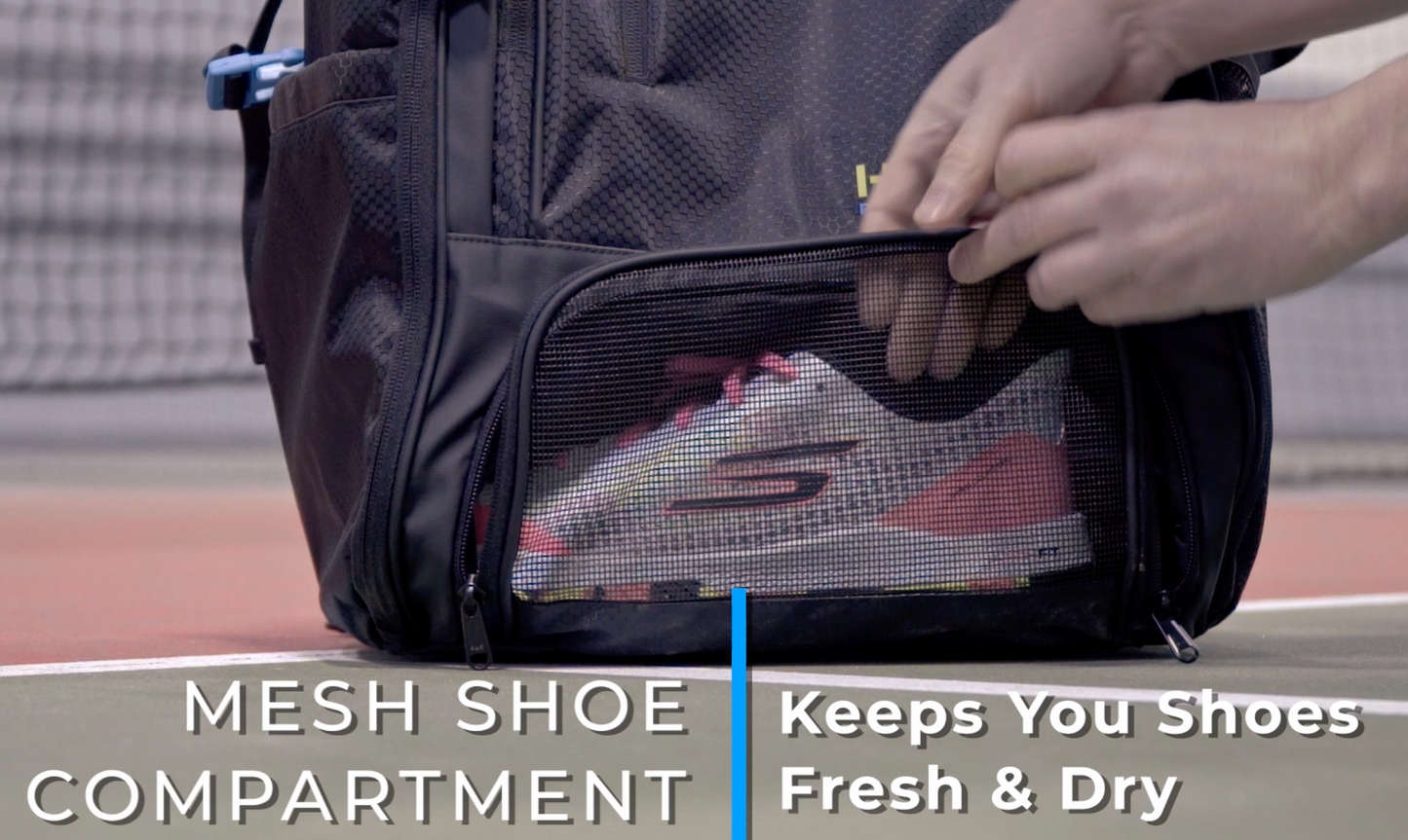 Hoopis Pickleball Backpack with Ventilated Shoe Compartment- Extra Large Tour Style 4+ Paddle